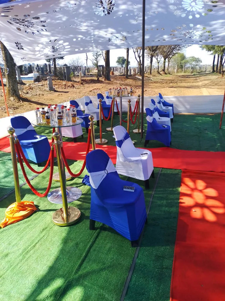A dignified funeral ceremony setup